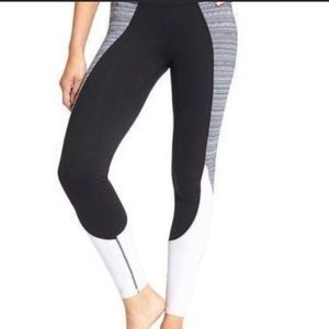 Black, grey and white accent leggings